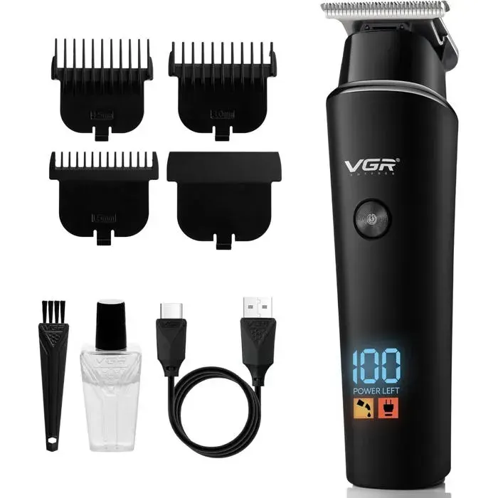 Tondeuse à barbe sans fil pour homme – Rasoir électrique rechargeable avec batterie de 500 min – Kit de toilettage pour barbe
