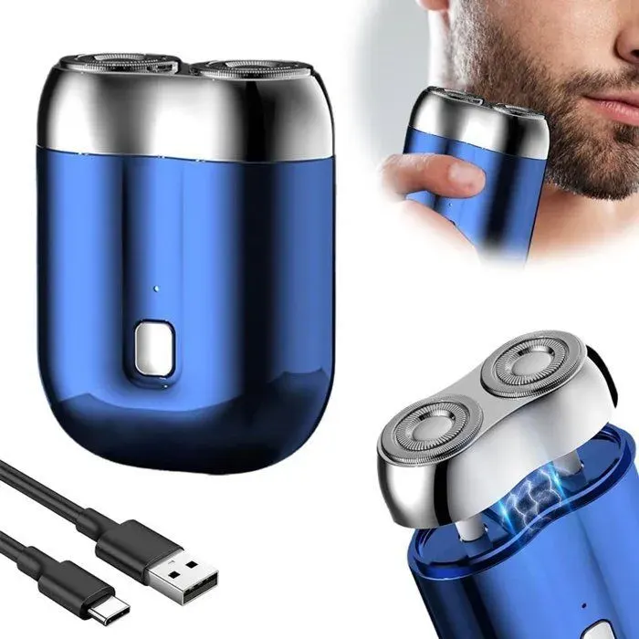 Tondeuse à barbe - Tondeuse à barbe pour hommes - Nouveau mini rasoir amélioré - Mini rasoir USB pour hommes - Rasoir double SANPIE