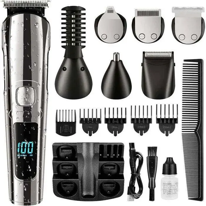 Tondeuse À Barbe-Tondeuse À Cheveux Sans Fil Pour Homme-Étanche Pour Le Corps-La Moustache-Le Nez-LOreille-Le Visage-Rasoir
