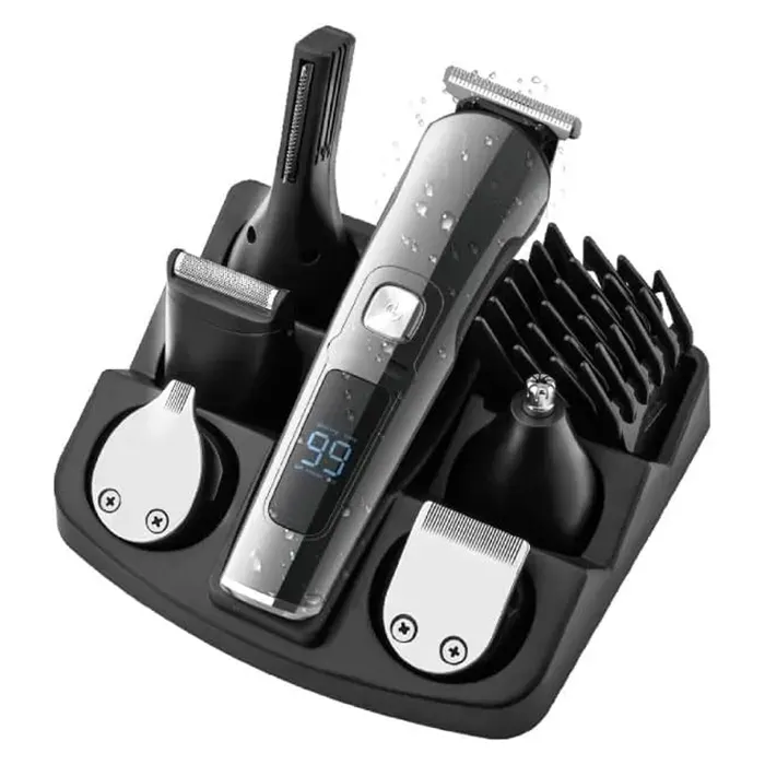 Tondeuse à cheveux 16.2x4cm noir écran lcd indicateur de batterie multifonction 5-en-1 fonction sculpture de précision portable