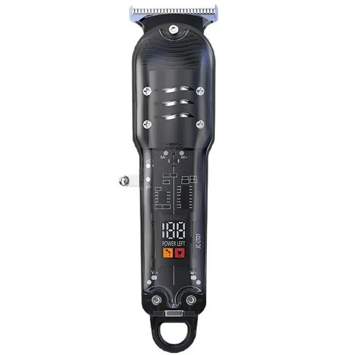 Tondeuse à cheveux 165x38x42cm affichage LED anti-pincement de cheveux réglage multi-vitesses tête de coupe sans échauffement — coloris Noir