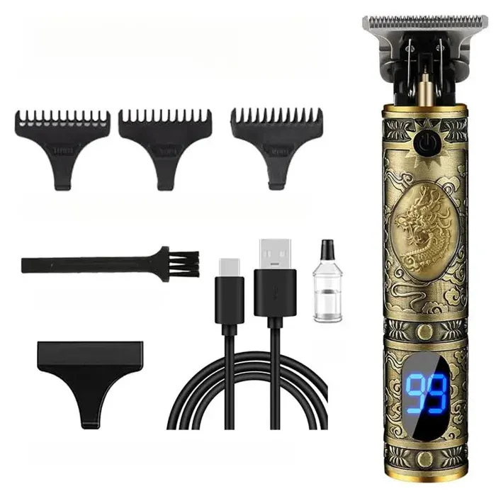 Tondeuse à cheveux 4×147×2 cm électrique dorée de haute qualité avec écran LCD rasoir électrique puissant pour une coupe nette
