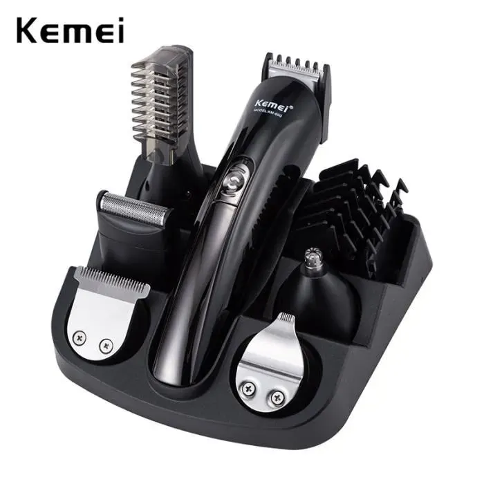 Tondeuse à Cheveux Coiffeur KEMEI - Homme - 6 Têtes de Coupe - Rechargeable - Noir