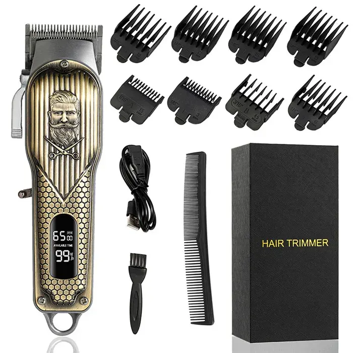 Tondeuse à Cheveux Électrique pour Barbe en Bronze - Rechargeable Longue Autonomie Lames en Titane Facile à Nettoyer