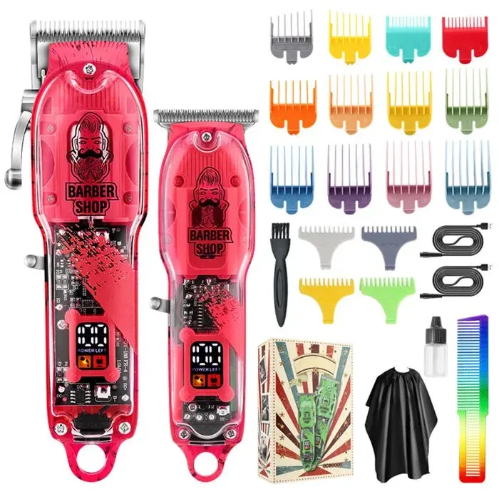 Tondeuse à Cheveux Électrique Sans Fil Hommes 16 Peignes de Guidage Kit de Coupe/Toilettage Cheveux Cuneary