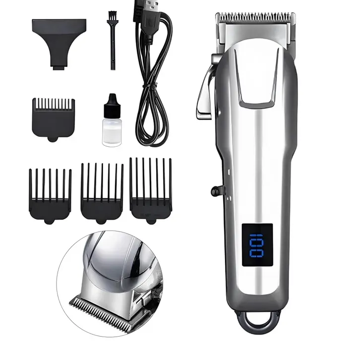 Tondeuse à cheveux - FAMICAM - Professionnelle 18 cm Sans Fil Rechargeable avec Acier inoxydable Tondeuse Précision Ecran LED Maison
