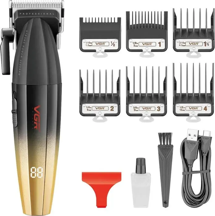 Tondeuse à Cheveux - GATO NEGRO - Elite - Sans Fil - 9000 Tr/min - 250 min Autonomie
