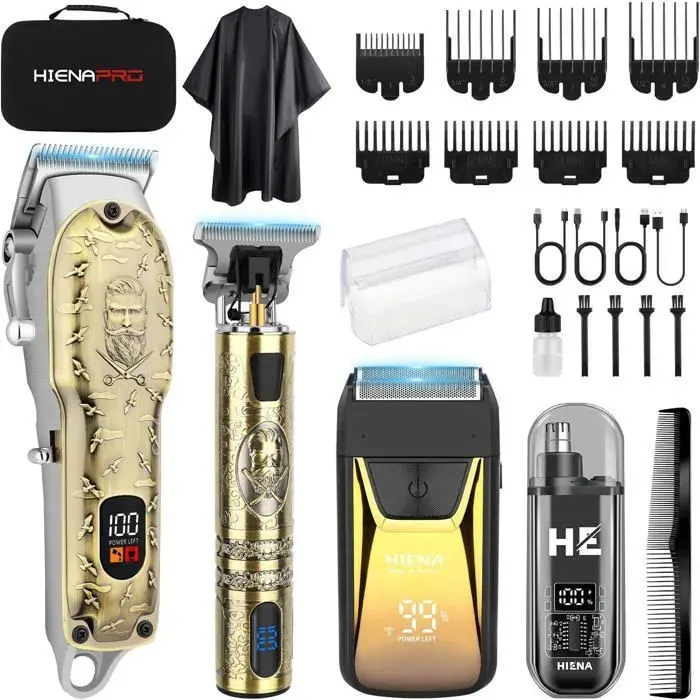 Tondeuse à cheveux - HIENA PRO - 313 Ensemble - Sans fil - Lames en acier au carbone