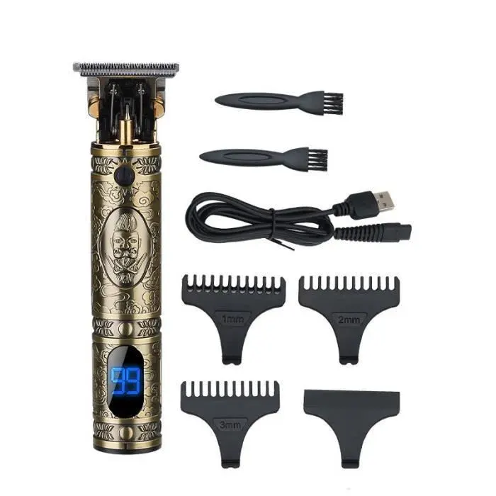 Tondeuse à cheveux - - Modèle LCD numérique - Couleur Bronze - Fonctionnement sans fil - Acier inoxydable YYV