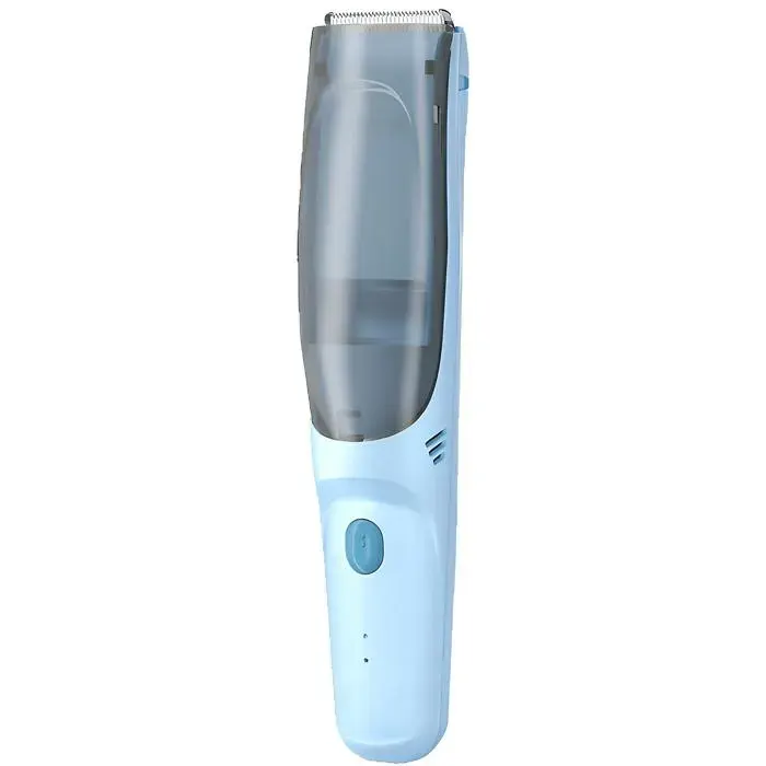 Tondeuse à cheveux pour enfants avec bac de récupération des cheveux silencieuse lavable anti-brûlure lames circulaires bleue