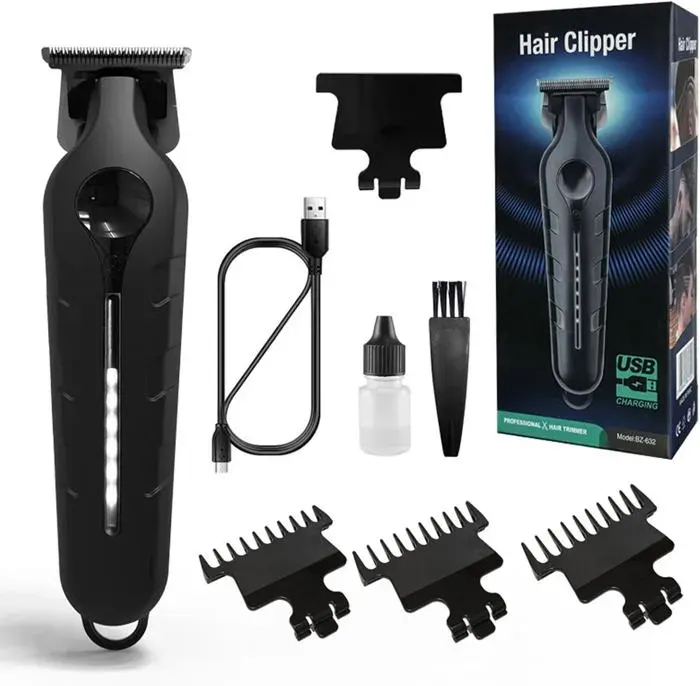 Tondeuse à cheveux pour homme : Tondeuse à cheveux étanche et rechargeable par USB avec lumière LED