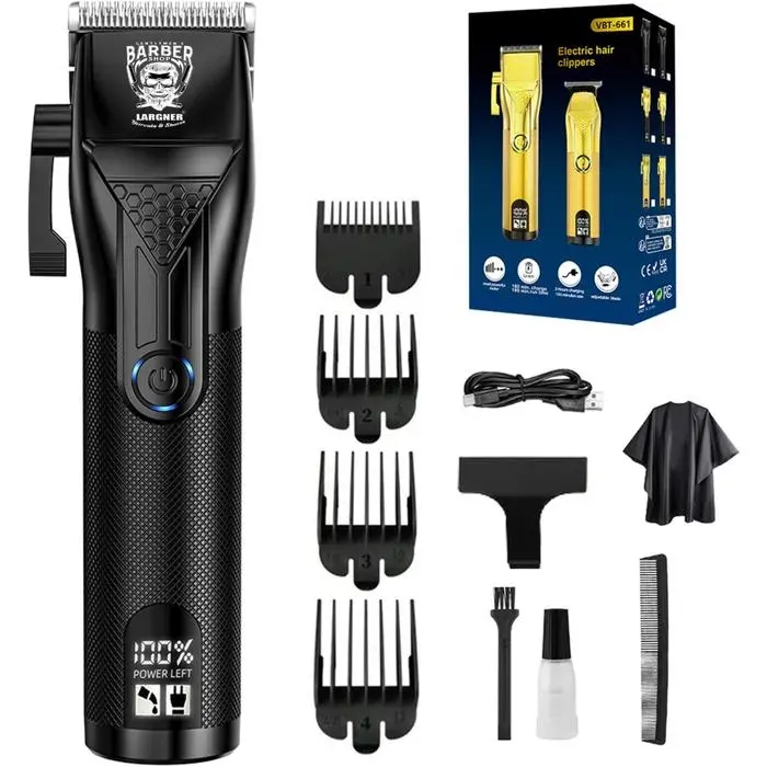 Tondeuse À Cheveux Professionnelle Avec Écran LcdTondeuse À Cheveux Sans Fil Rechargeable Pour Homme(Noir)[IN178]