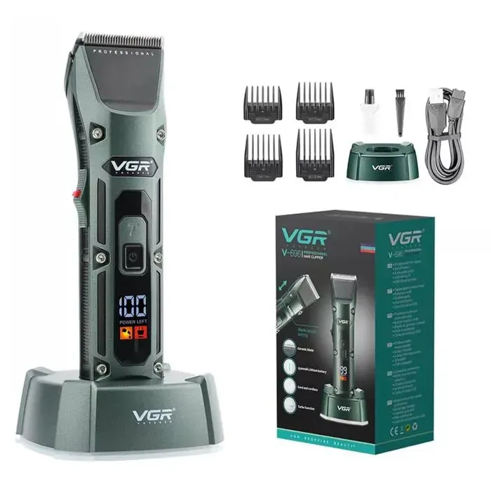 Tondeuse à cheveux professionnelle avec et sans fil avec base de chargement durée dexécution : 300 minutes (vert)