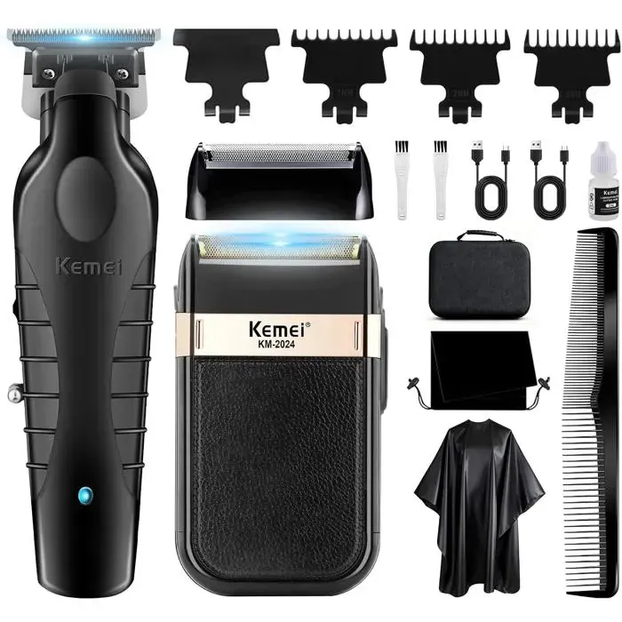 Tondeuse à cheveux professionnelle en aluminium rasoir électrique sans fil pour homme