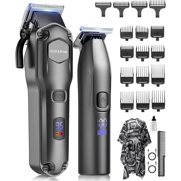 Tondeuse à cheveux professionnelle et T-lames trimmer set pour hommes noir noir RASOIR ELECTRIQUE