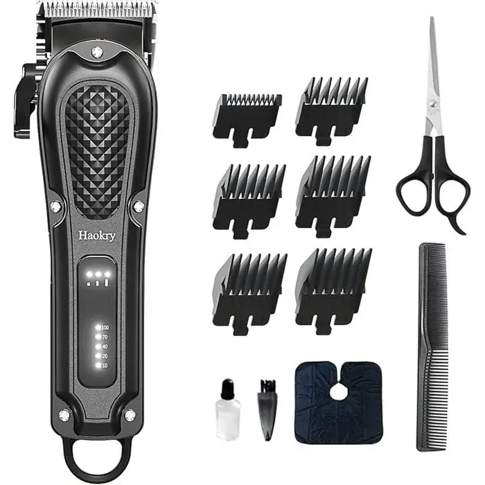 Tondeuse à cheveux professionnelle pour homme u2013 Tondeuse de barbier sans fil et filaire pour coupe de cheveux TONDEUSE A BARBE