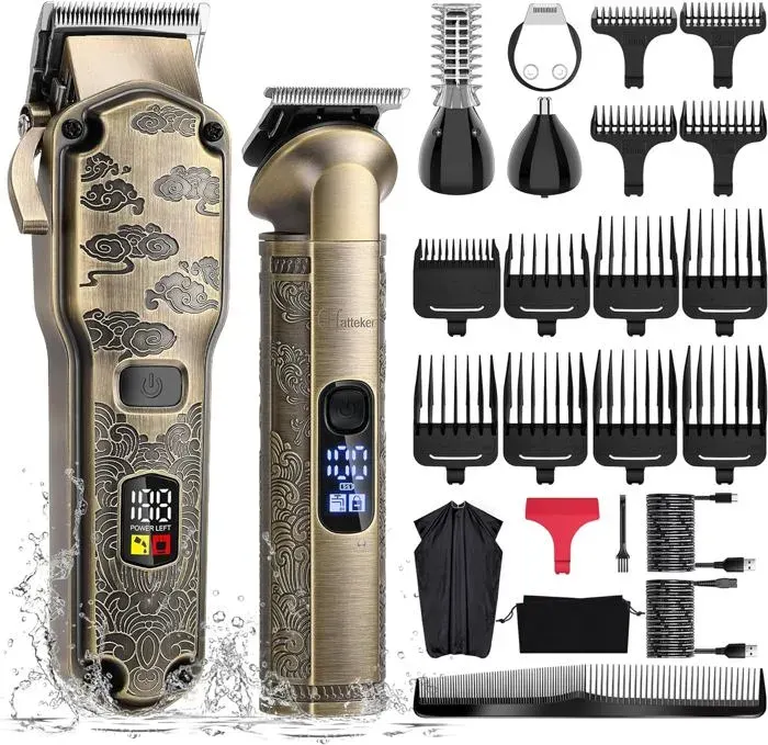 Tondeuse À Cheveux Professionnelle Pour Hommes Set De Tondeuses À Barbe Et À Cheveux T-Blade Trimmer Lavable Kit DEntretien Sans