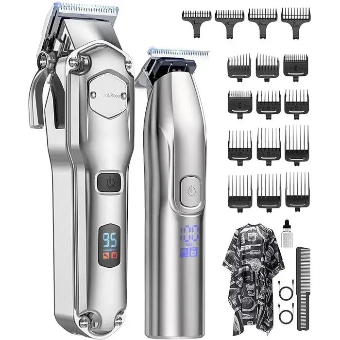 Tondeuse à cheveux professionnelle pour hommesTondeuse Tondeuse à barbe Tondeuse à cheveux électrique IPX7 étanche à leau Argen