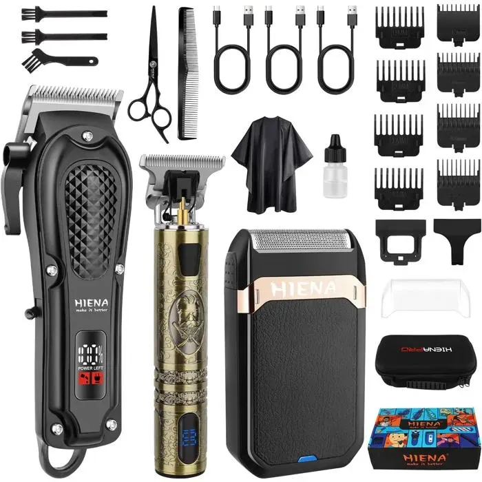 Tondeuse à cheveux professionnelle sans fil rechargeable pour homme avec écran LED