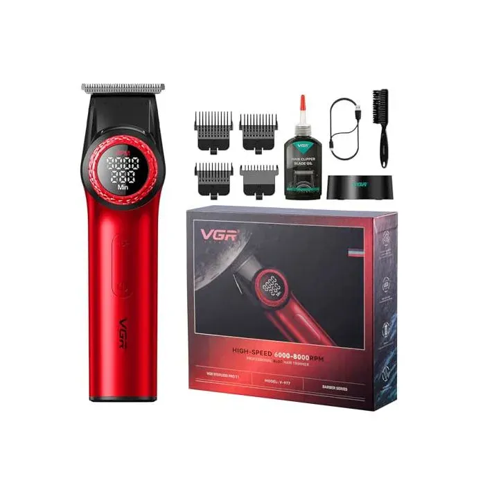 Tondeuse à cheveux professionnelle - VGR - 977 - Sans fil 2500mAh 260min - 8000 tr/min 21 vitesses - Lames acier carbone