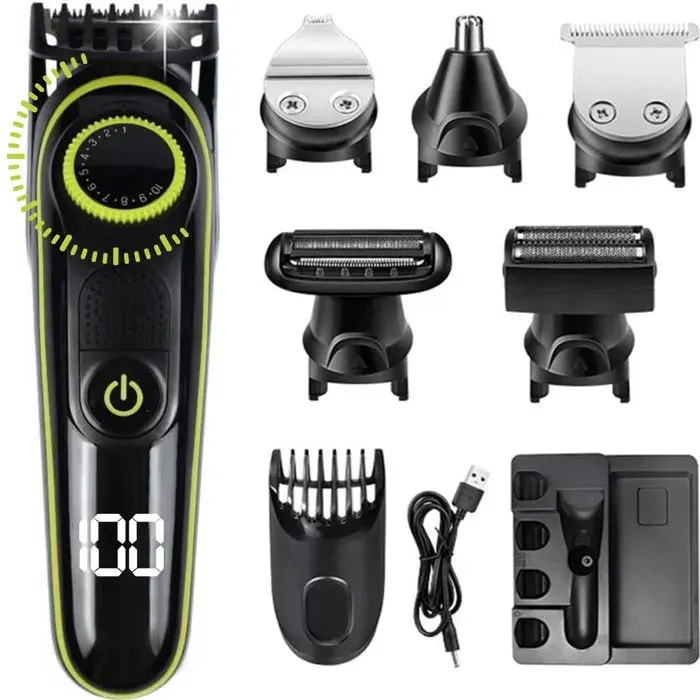 Tondeuse à cheveux rasoir électrique rechargeable sans fil lavable 5-en-1 tondeuse à cheveux pour hommes rasoir électrique ton