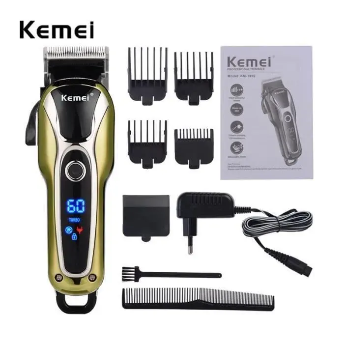Tondeuse à cheveux rechargeable Kemei - 4 peignes de limite de longueur - Autonomie 120 min