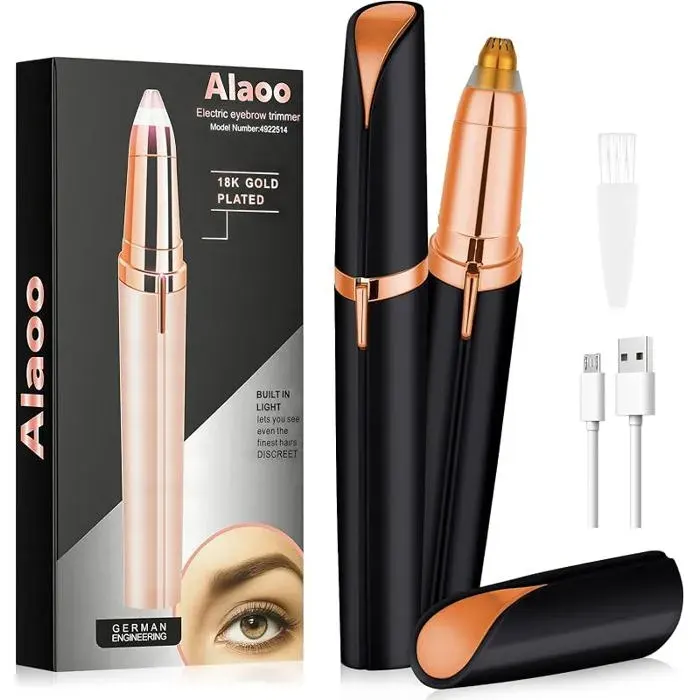 Tondeuse à sourcils pour femmerechargeable et portablesans douleurNoirrasoir électrique pour sourcilsvisage RASOIR ELECTRIQUE