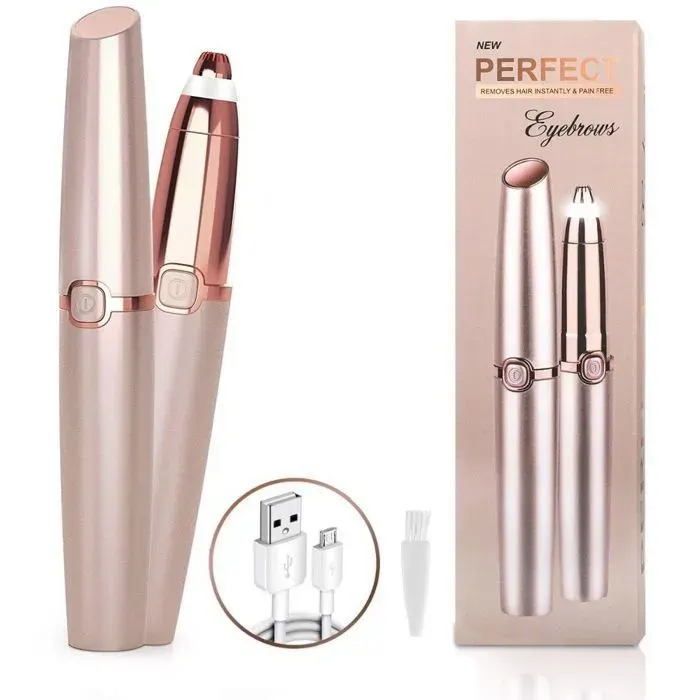 Tondeuse à sourcils pour femmes épilateur à sourcils avec lumière LED tondeuse à sourcils portable et indolore tondeuse sûre