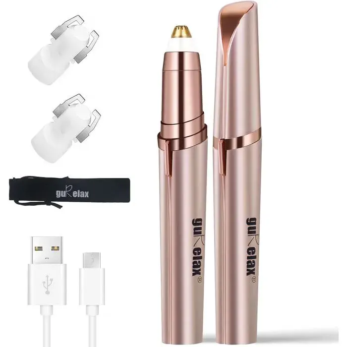 Tondeuse À Sourcils Stylo Épilateur À Sourcils Rechargeable Pour Femme Électrique Indolore Portable Rasoir Avec 2 Lames D[UO43]