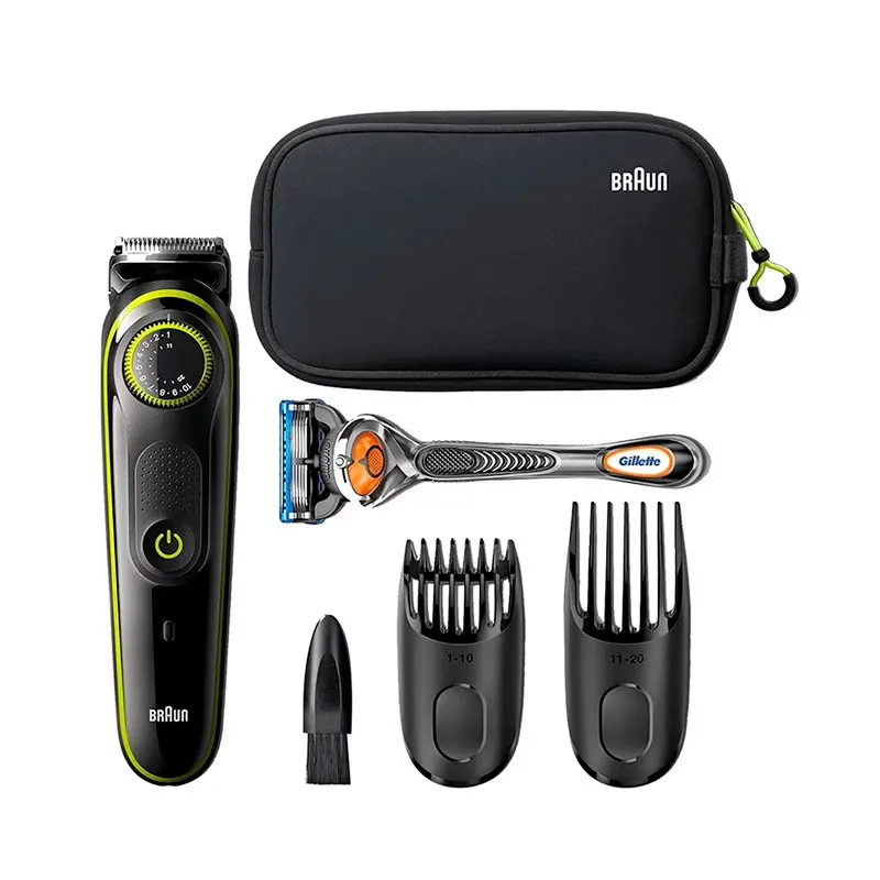 Tondeuse Barbe Braun Bt3941 + Rasoir Gillette Fusion5 — coloris Noir et vert