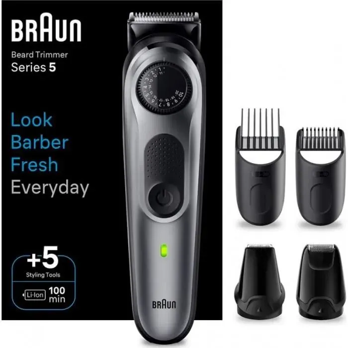 Tondeuse barbe - BRAUN - BT5440 - Batterie rechargeable - Autonomie 50 min - Réglages 05 à 10 mm