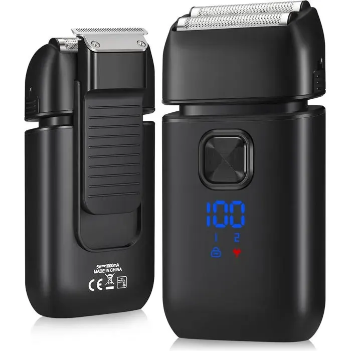 Tondeuse Barbe - HIBA - Sans fil (2 modes) - 120 min autonomie - Étanche IPX7 - Écran LED — coloris Noire