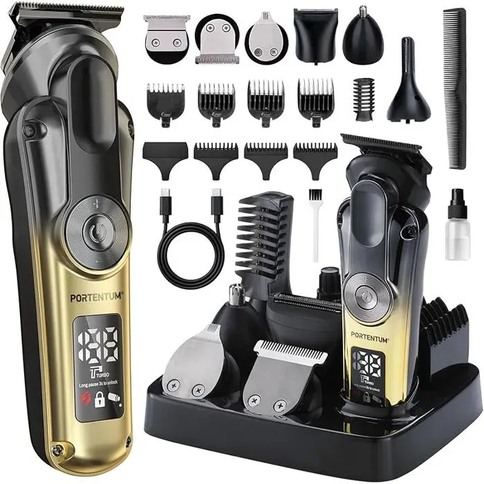 Tondeuse barbe homme Lot 21 pcs LED Rasoir Électrique Visage et Corps Tondeuse Cheveux Gold gold TONDEUSE POUR ANIMAL