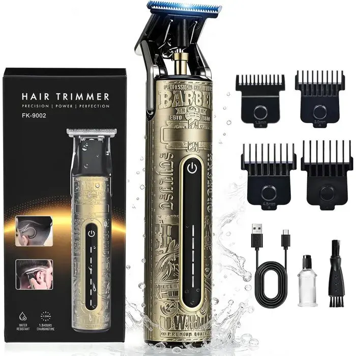 Tondeuse Barbe Homme Professionnelle Tondeuse De Finition Charge Type C Avec Indicateur 4 Sabots Magnétiques Ipx6 Pour Usage S