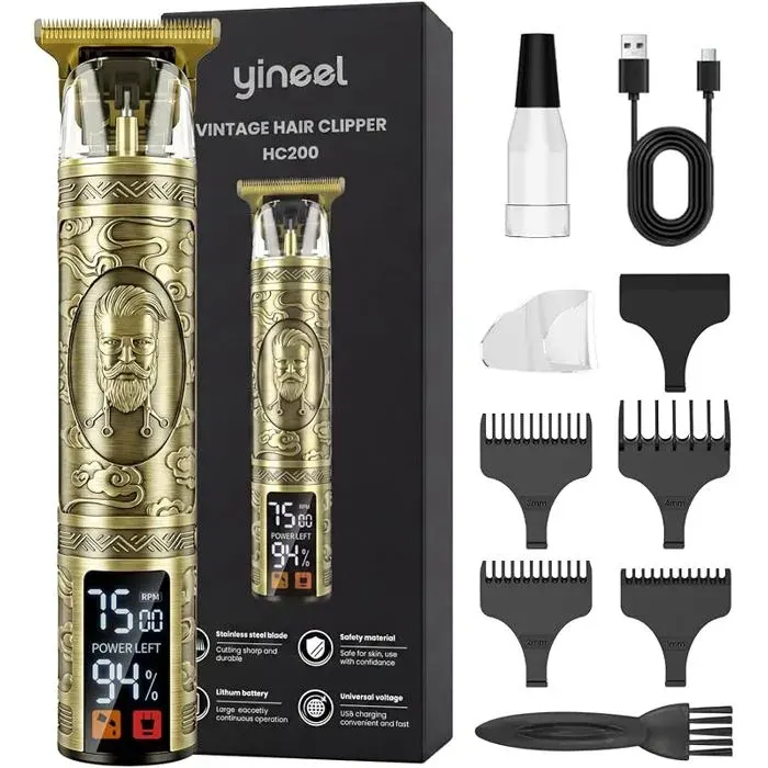 Tondeuse Barbe Homme ProTondeuse Cheveux Sans FilZéro écart Tondeuse de Finition Barbier ProfessionnelleBronze