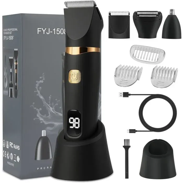 Tondeuse Barbe Homme Tondeuse Cheveux Professionnelle Rasoir Électrique Multifonctionnel Avec La Barbe Les Poils Du Nez Et Le C