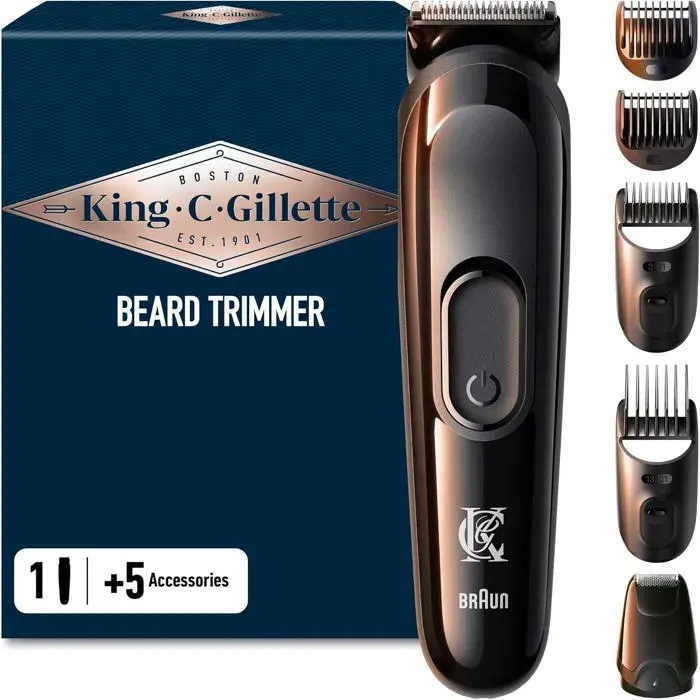 Tondeuse Barbe Homme4 Sabots InterchangeablesNoiresans FilRechargeableCoffret avec Peignes LavablesLames Inusables50 min
