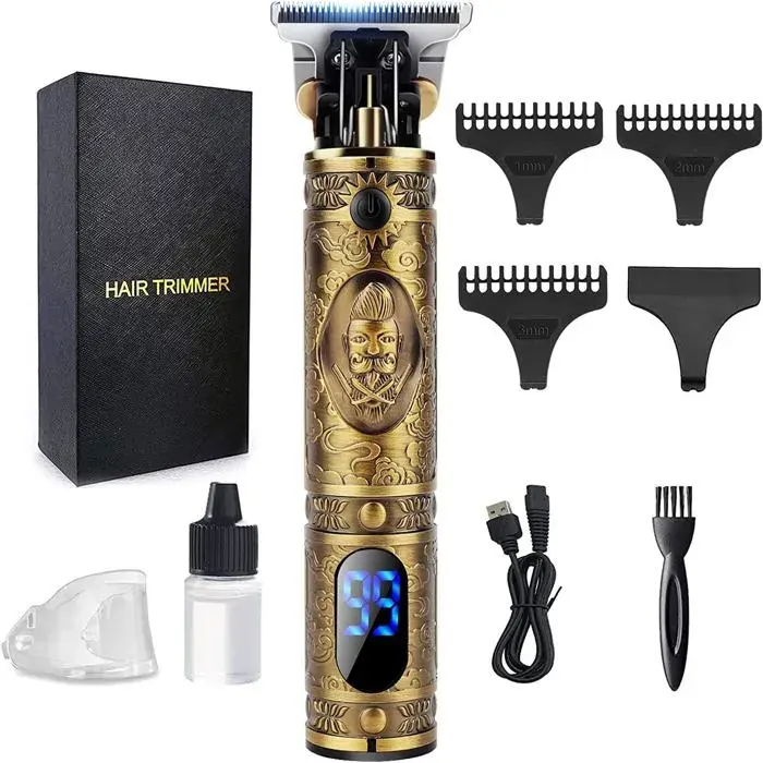 Tondeuse Barbe HommeProfessionnelle Tondeuse CheveuxRasoir Electriques Rechargeable BrostyleAfficheur LEDT-blade Tondeuse