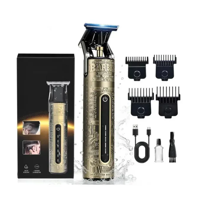 Tondeuse Barbe HommeProfessionnelle Tondeuse de FinitionCharge Type C avec Indicateur4 Sabots Magnétiquespour Usage Sec/Humide