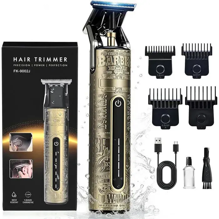 Tondeuse Barbe HommeProfessionnelle Tondeuse de FinitionCharge Type C Indicateur4 Sabots MagnétiquesBronze 161 mm