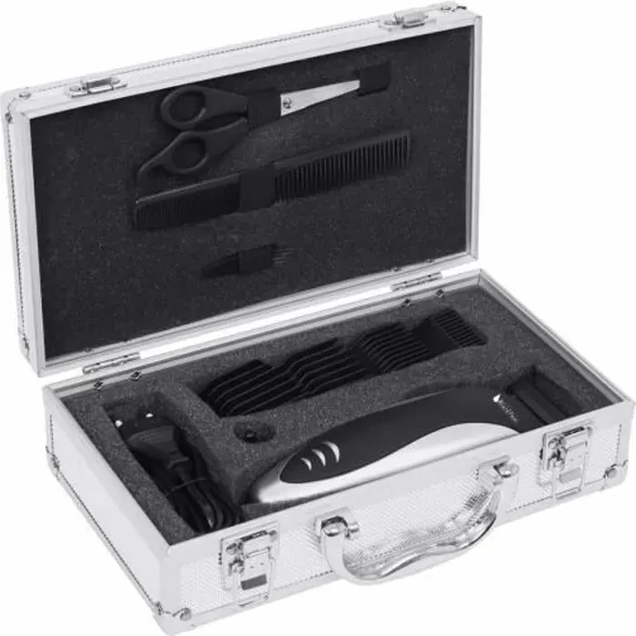 Tondeuse BLACKPEAR BTV934 avec 4 peignes de guide pour coiffure dans une valise argentée
