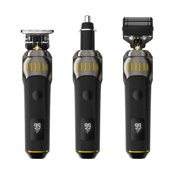 Tondeuse cheveux 3 en 1 homme écran digital USB têtes barbe nez contours