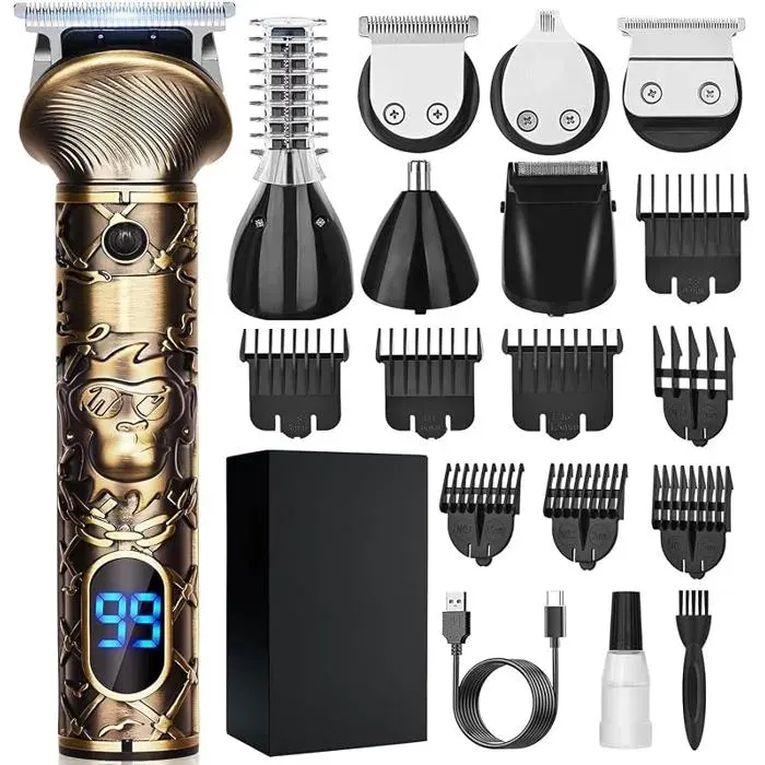 Tondeuse Cheveux/Barbe Homme ProfessionnellFinition Sans Fil Rasoir Tondeuse Affichage 155 mm tondeuse cheveux hommes