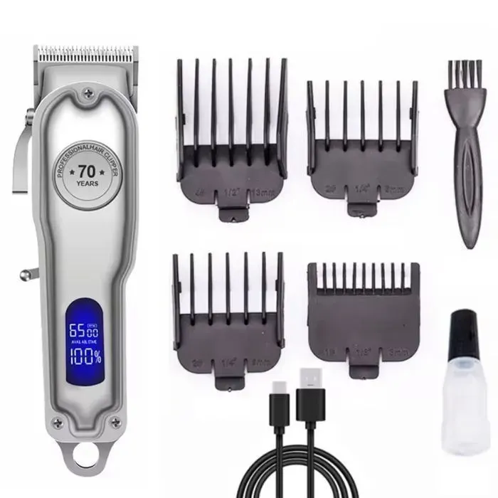 Tondeuse Cheveux et barbe avec Ecran LCD Sans Fil Rechargeable pour hommes enfantsMoteur Puissant Rasoir Électrique