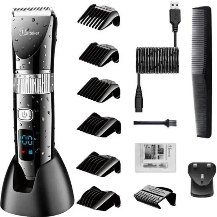 TONDEUSE CHEVEUX Hatteker Tondeuse à cheveux professionnelle Tondeuses sans fil Tondeuse à cheveux Rasoir à barbe Kit de coupe de