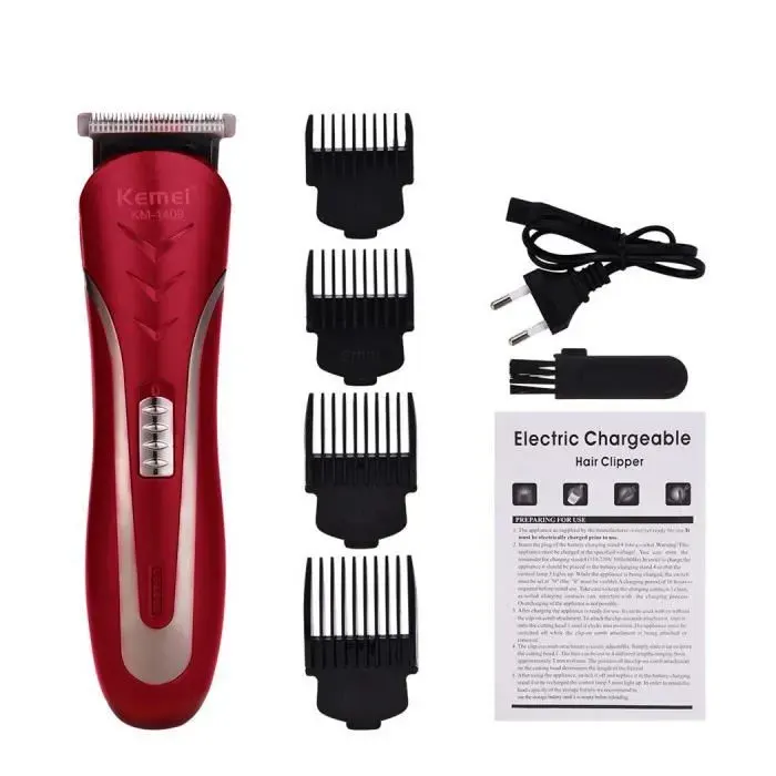 Tondeuse cheveux - Homme - Professionnel électrique Sans Fil - SWAREY - Avec 4 Peigne - Rouge