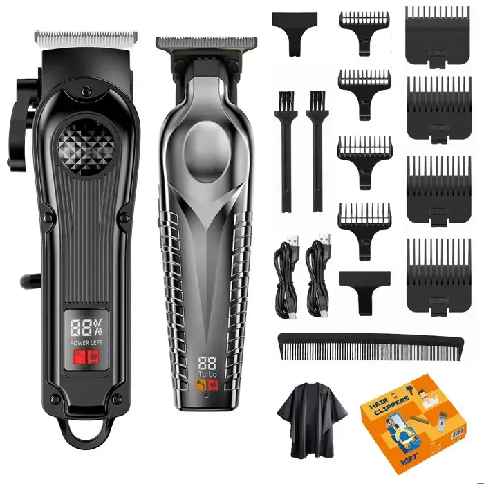 Tondeuse Cheveux Homme Sans Fil Hommes Tondeuse et Rasoir Rechargeable avec Chargeur USB Réglable pour Barbe et Cheveux