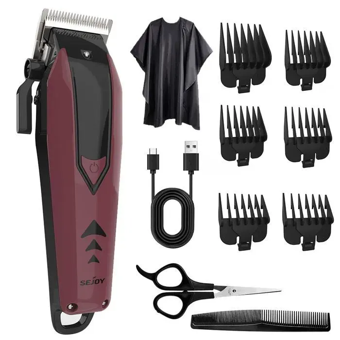 Tondeuse Cheveux Homme - SEJOY - F58 - 2 Vitesses Réglables - 6 Peignes - Lames Acier Inoxydable