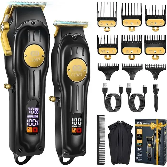 Tondeuse Cheveux Hommes et T mes Trimmer SetTondeuse Sans Fil Tondeuse Noir Tondeuse Cheveux Hommes et Trimmer Set