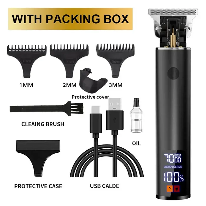 Tondeuse Cheveux Hommes–Étanche Lames étanches écran LED charge rapide 6 peignes inclus
